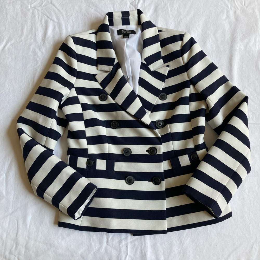 Halogen Atlantic Pacific striped blazer jacket size 6 preppy nautical